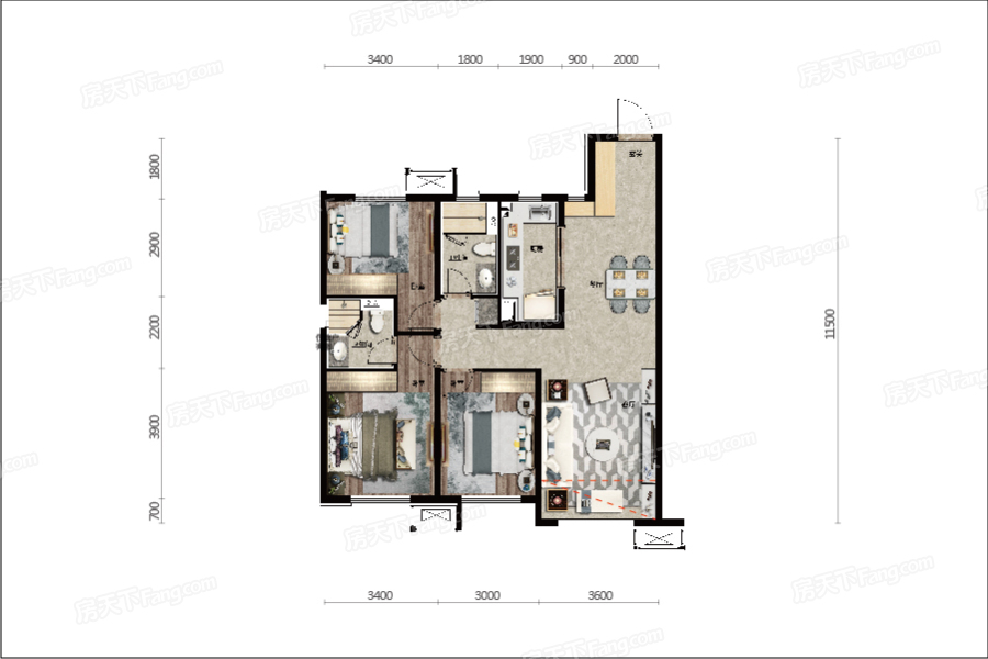 中海和平之門GHOUSE天際118㎡戶型圖