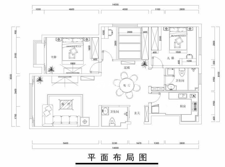 航天大學家屬樓-140平-中式風格-平面圖.jpg