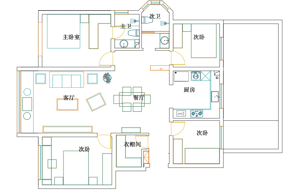 金地鐵西檀府-135平-新中式風格-平面圖.jpg